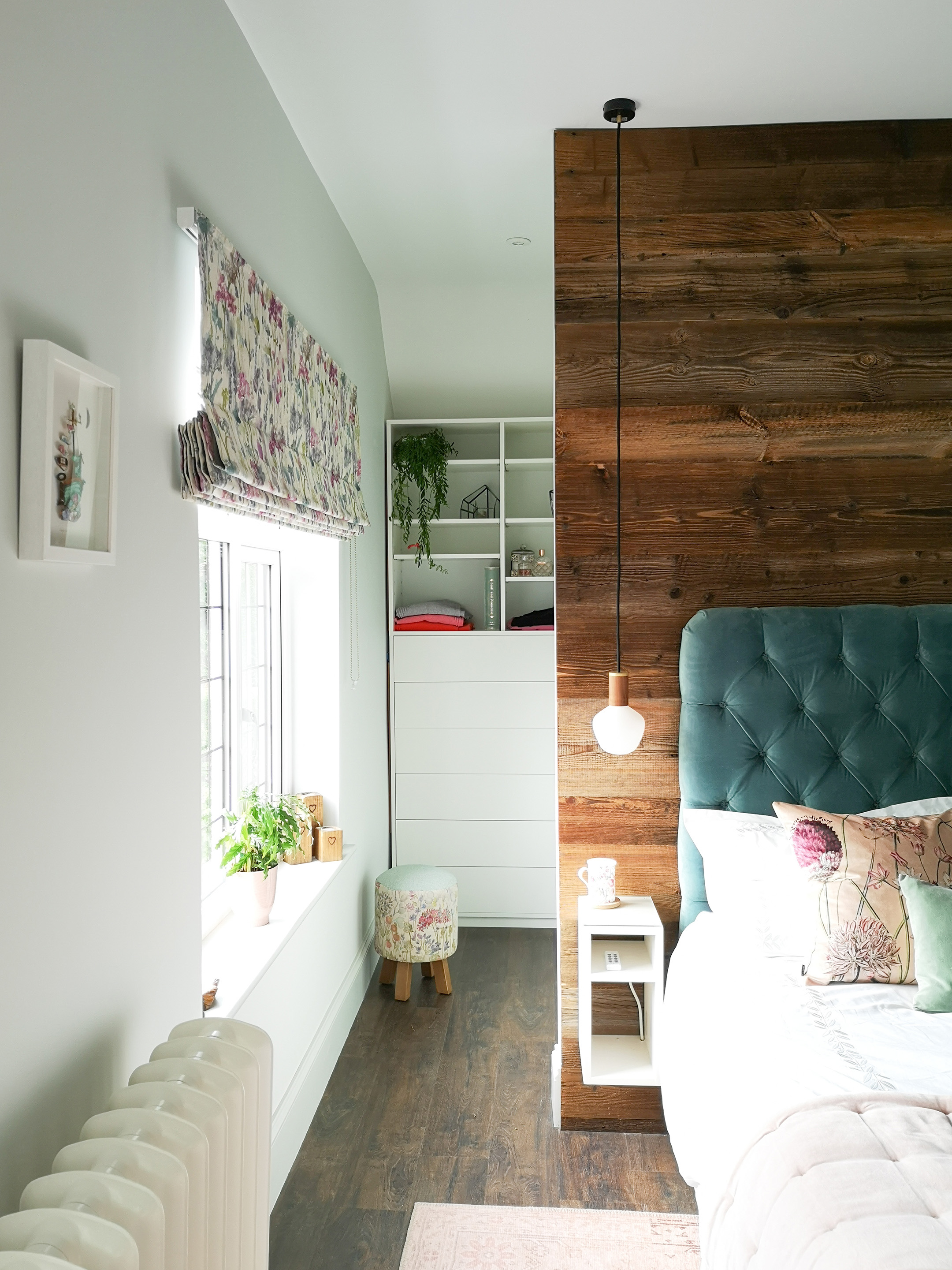 Rustic reclaimed wood headboard bedroom interior design solihull