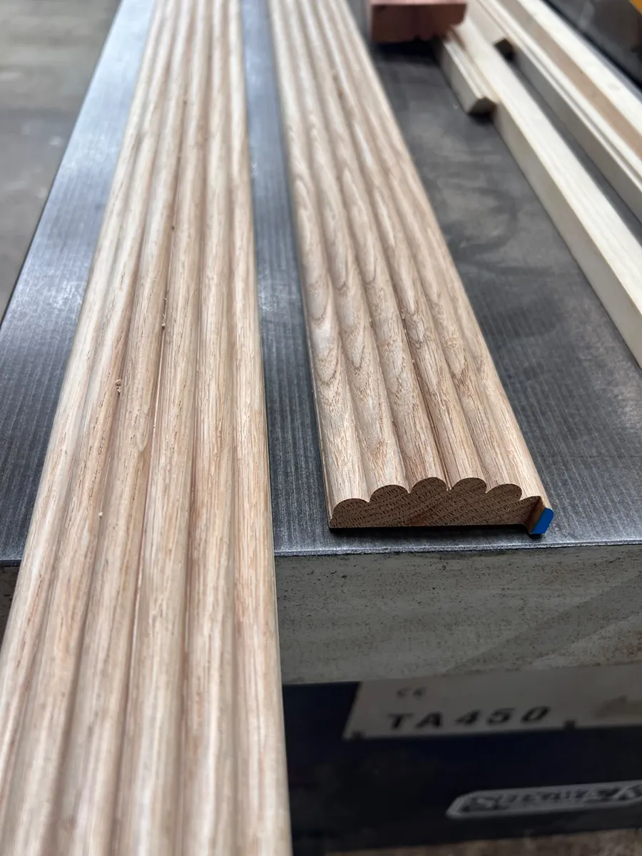 Bespoke solid oak reeded mouldings machined in our Worcestershire workshop for custom bedroom cabinetry